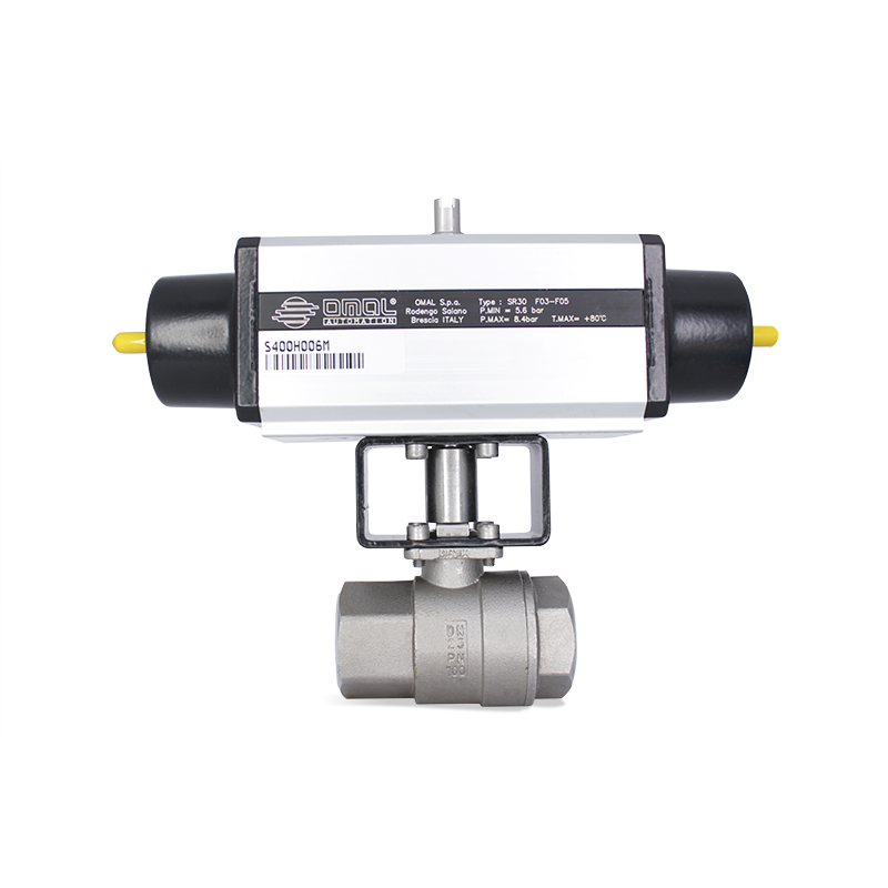 [S400H006] Válvula de Bola con Actuador, Simple Efecto, Acero Inoxidable 1" OMAL S400H006
