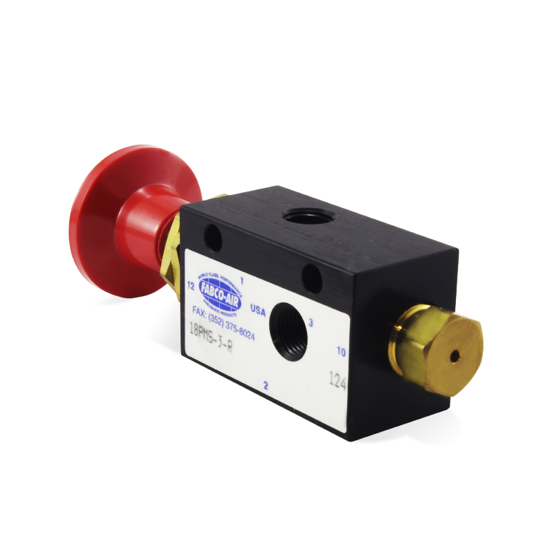 Válvula de Control Direccional, manual, serie 1800, 3 vías, 1/8 NPT FABCO AIR 18PMS-3-R