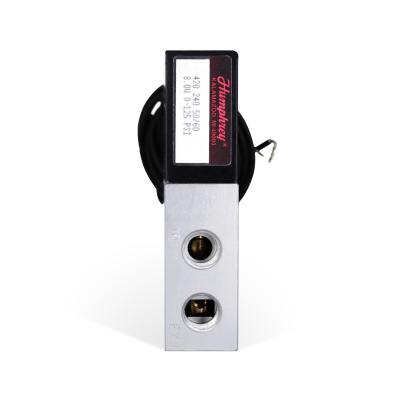 [420-240 VAC] Electroválvula 4 vías, 2 posiciones multipropósito, con tipo de acción directa HUMPHREY 420-240 VAC 