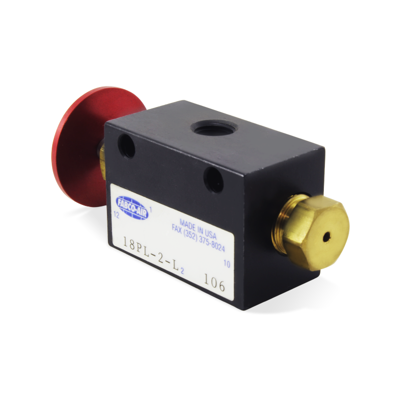 [18PL-2-L] Válvula de Control Direccional, manual, serie 1800, 2 vías, 1/8 NPT FABCO AIR 18PL-2-L